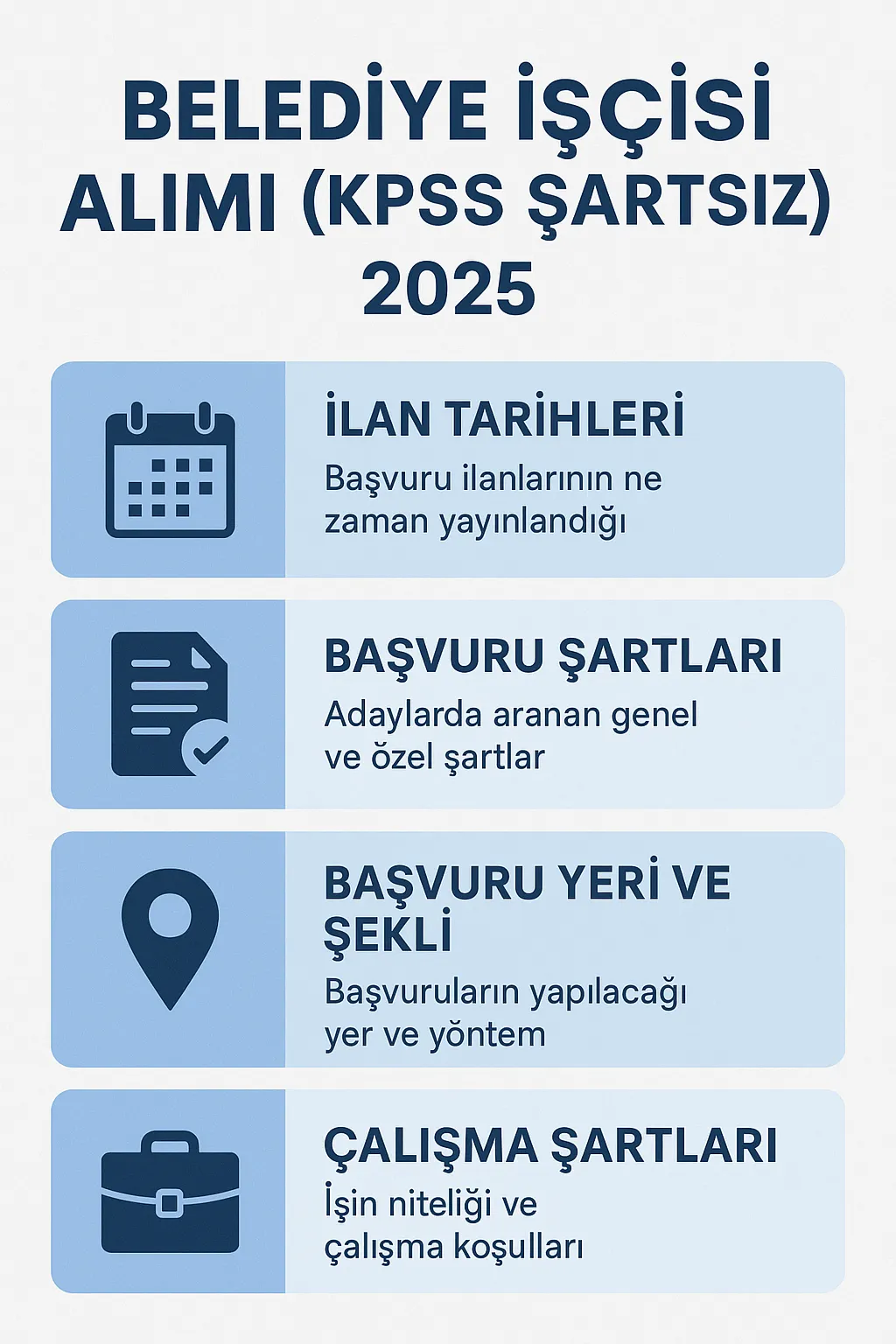 KPSS Şartsız Belediye İşçisi Alımı 2025 Başladı! Başvuru Şartları ve Duyurular