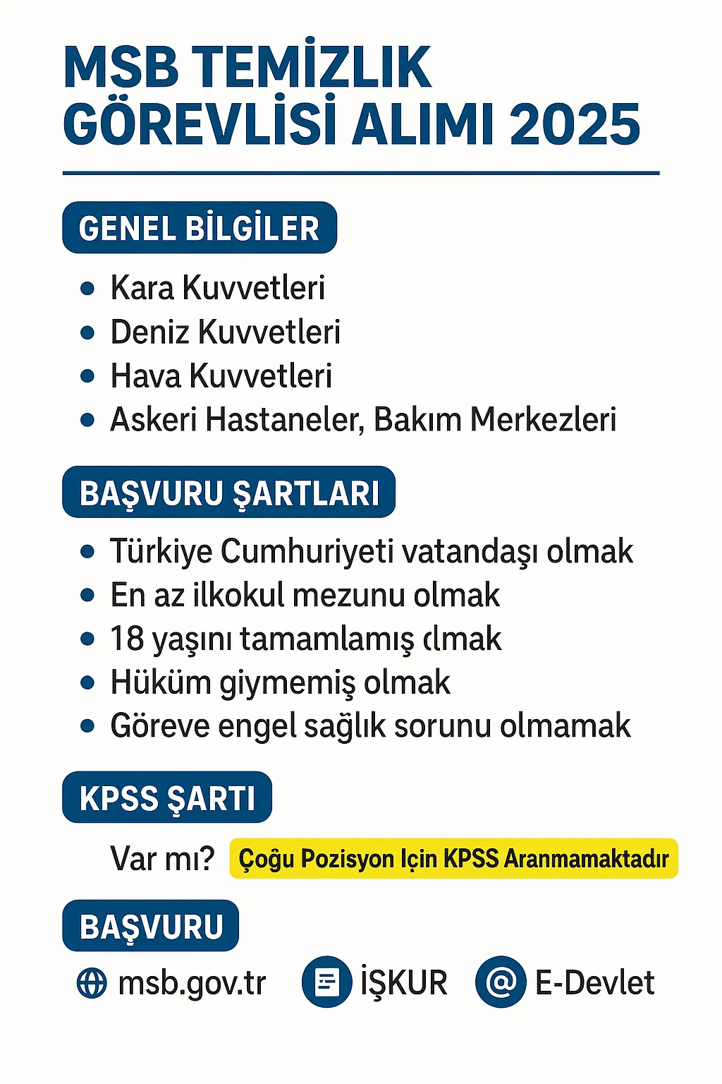 MSB 2025 Temizlik Görevlisi Alımı Başladı! Başvuru Ekranı ve Şartlar