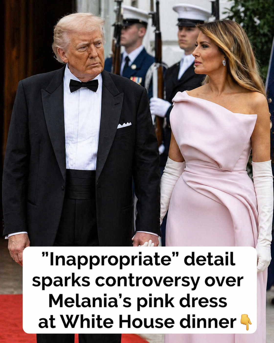 Melania Trump’s Pink Gown Draws Attention at White House State Dinner