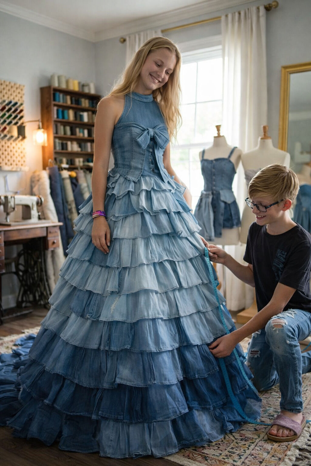 My Brother Made My Prom Dress From Mom’s Old Jeans — What Happened Next Surprised Everyone